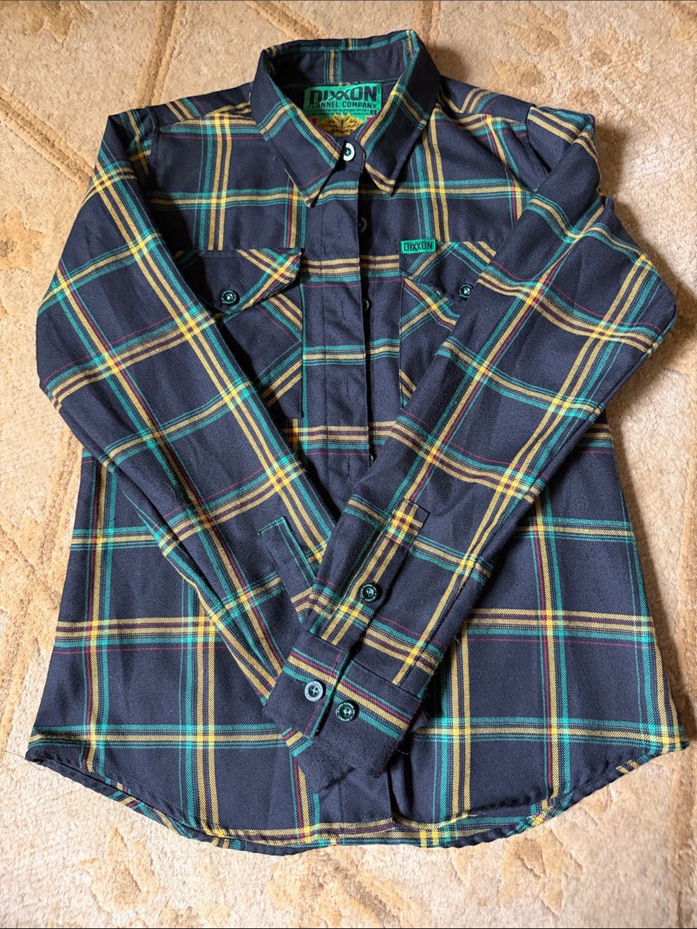 DIXXON Flannel Patch Shirt - Teal, Yellow, Red